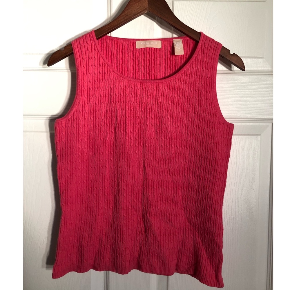 Magenta Sleeveless Cable Sweater